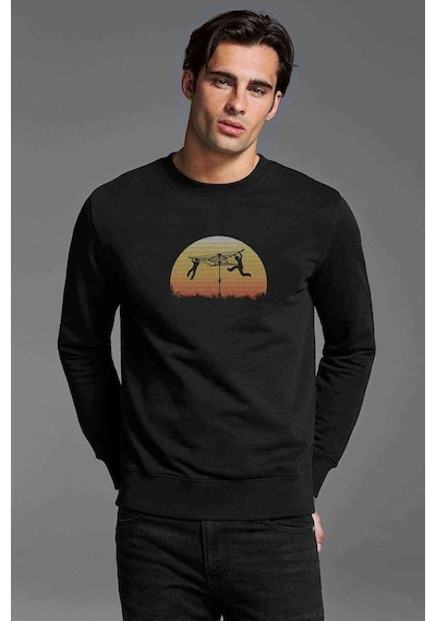 Silhouette Merry Go Sunset Baskılı Siyah Erkek Örme Sweatshirt (528979600)