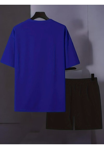 Uyguntarz Unisex Ciao Baskılı Tasarım Şort Takım Mavi