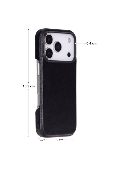 Bloomcase Ultimate Jacket Obsidian Black Apple Uyumlu iPhone 17 Pro Hakiki Deri Kılıf Siyah