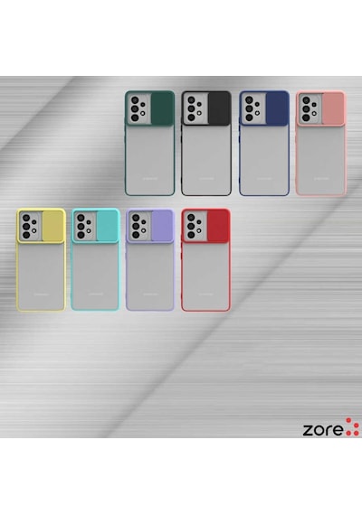 Noktaks - Samsung Galaxy Uyumlu A53 5g - Kılıf Slayt Sürgülü Arkası Buzlu Lensi Kapak - Pembe Açık