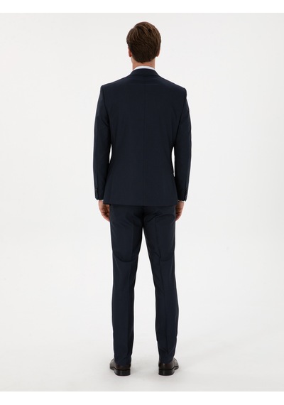 Cacharel Lacivert Slim Fit Mikro Desenli Takım Elbise