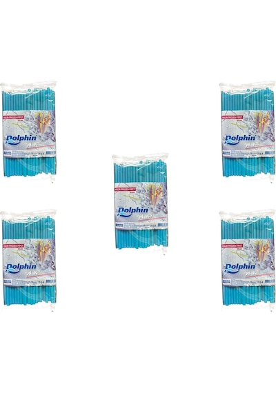 Dolphin Frozen Kalın Kokteyl Buzlu İçecek Pipet - Düz - Turkuaz - 22cm. - 8mm. -100 Adetlik 5 Paket Turkuaz