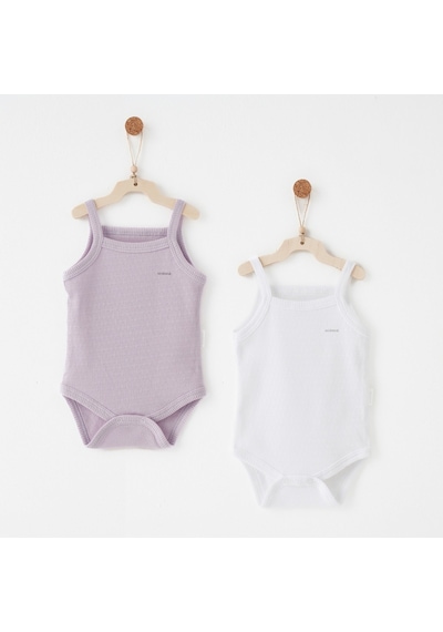 Andywawa 2'li Bebek Body Ac26760 Lila-beyaz