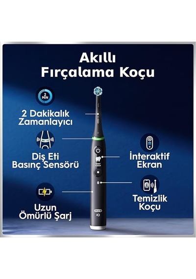 Oral-b İo6 Siyah Şarjlı/elektrikli Diş Fırçası, 2 Fırça Başlığı, Uzun Ömürlü Pil, Premium Seyahat Kabı, Yedek Başlık Kabı