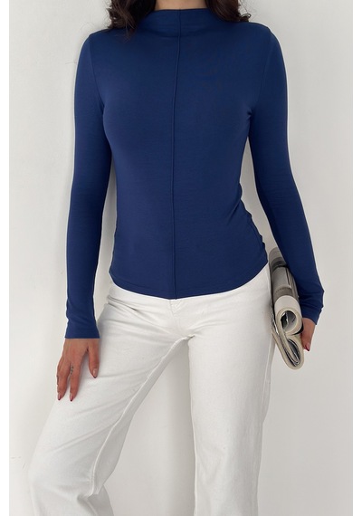 Noa & Noa Kadın Dikiş Detaylı Fit Bluz White Line Mavi