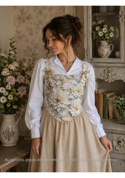 L'aura Corset Lotus Çiçek Desenli Bayan Korse Büstiyer Çok Renkli