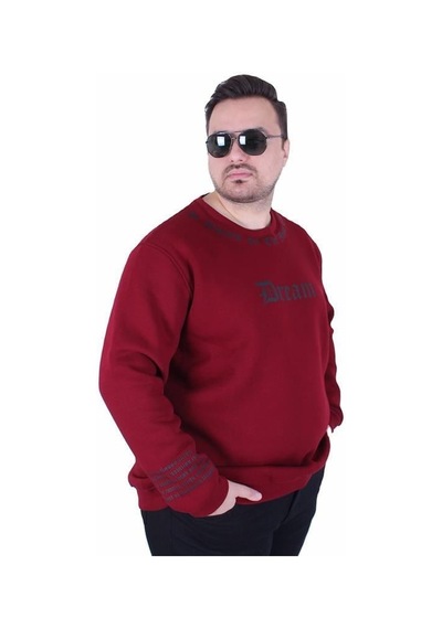 Starbattal Büyük Beden Bisiklet Yaka 3ip Sweat Dream 25715 Murdum Mürdüm