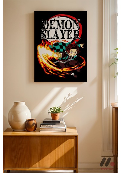 Demon Slayer Tanjiro Ateş Poster, Çerçevesiz Yüksek Kalite Duvar Afişi - Anime Severlere Özel Hediye
