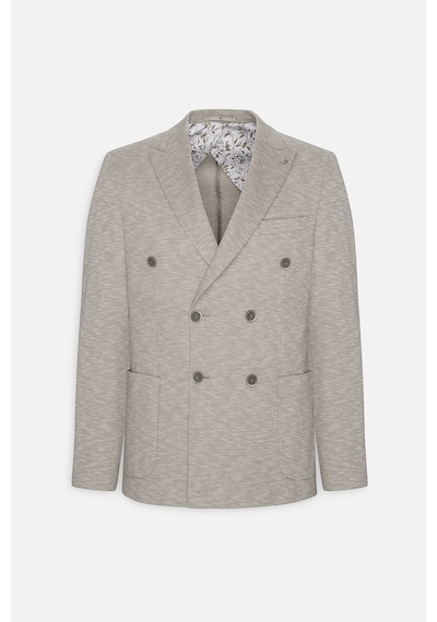 Ac&co Erkek Bej Slim Fit Dar Kesim Kırlangıç Yaka Pamuklu Desenli Blazer Ceket