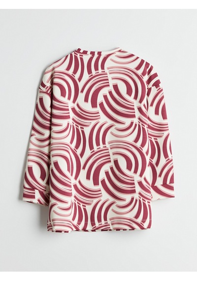 Lcw Modest Pembe Desenli Oversize Kadın Sweatshirt Tunik