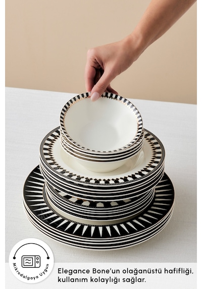 Karaca Elegance Bone Helsinki 24 Parça 6 Kişilik Yemek Takımı Renkli