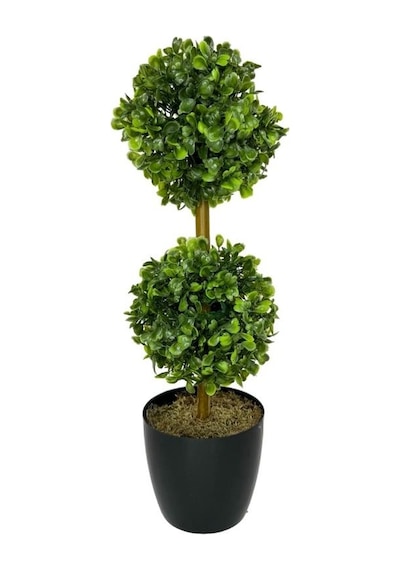 Yapay Ağaç Şimşir Top 2 Toplu 12x40cm Siyah Saksıda