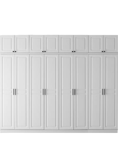 GuneyStore Sport 8 Kapaklı Komple MDF Yüklüklü Beyaz Gardırop