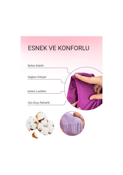Alya Underwear Kadın Pamuklu Hipster - Slip Külot 5 Farklı Renk 1 Pakette Multicolor-p25