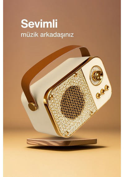 Nostaljik Bluetooth Hoparlör Bluetooth 5.2 Usb & Tf Kart Destekli Led Taşınabilir Speaker