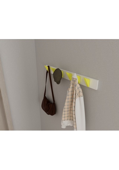 Hepsi3boyutlu Modern Duvar & Kapı Kanca Askılık - 6 Adet Sarı Kanca Askılık - Model No : 5 Sarı