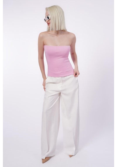 Seeh Pembe Straplez Basic Kadın Bluz Sh247 Standart