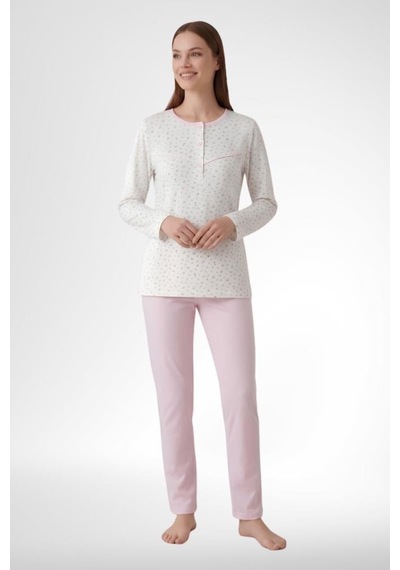 Mecit Pijama Mecit 6361 Pembe %100 Pamuk Büyük Beden Kadın Pijama Takımı
