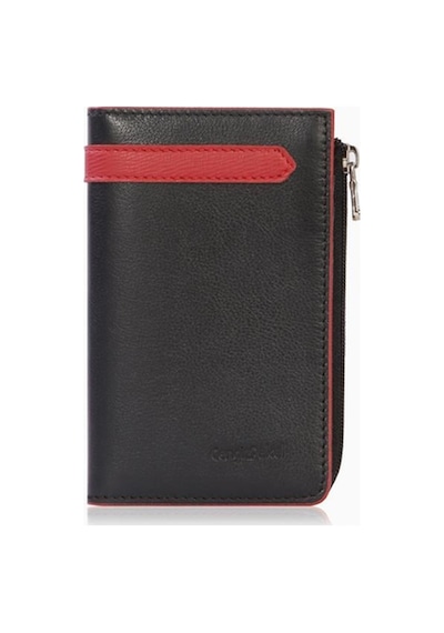 Cengiz Pakel Unisex Hakiki Deri Fermuarlı Kartlık 2512ds - Siyah/kırmızı 2512ds-siyah-kırmızı