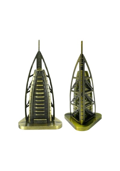 Vintage Metal Dubai Burj Al Arab Biblo Antik Bronz 16 Cm