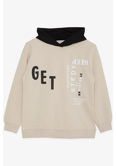 Breeze Erkek Çocuk Get Yazılı Sweatshirt-15360 Bej