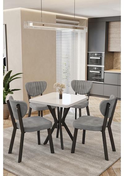 Mutfak Masası Takımı 4 Kişilik Masa Sandalye Takımı Balkon Masası Cafe Masa Takımı-70x70 Beyaz - Gri Mutfak Masası Takımı 4 Kişilik Masa Sandalye Takımı Balkon Masası Cafe Masa Takımı-70x70 Beyaz - Gri