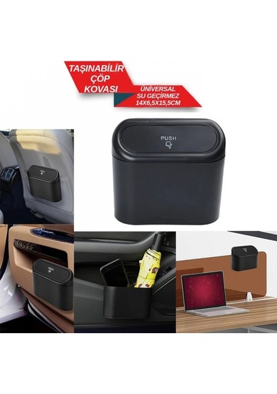Küllük Portatif Geçmeli Çöp Kutusu 14x6,5x15,5 Siyah