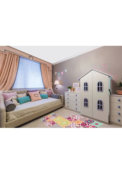 Kendinden Yapışkanlı Pembe Desenli Pvc Karo 20x20 Cm 5 Li Paket