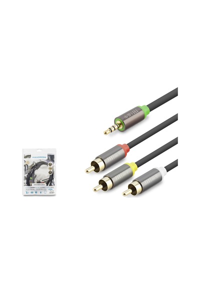 Hadron Hdx1064 3.5 Mm Trrs To 3 Rca Görüntü Ve Ses Kablosu 1.5 M - Siyah