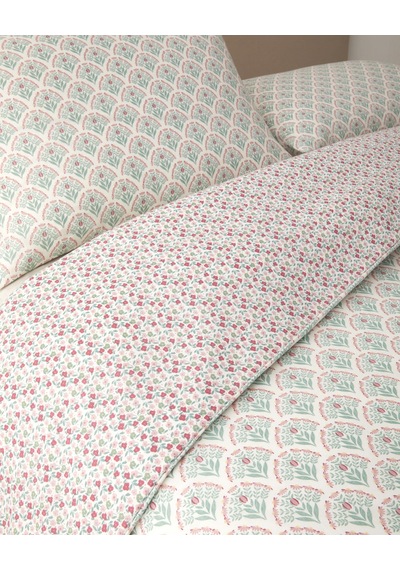 Ornament Petal Kolay Ütülenir Tek Kişilik Nevresim Seti 160x220 Cm Pembe - Yeşil