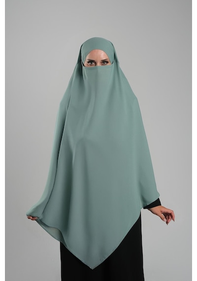Hürrem Bone Mint Yeşili Pratik Hazır Geçmeli Tesettür Eşarp Krep Bağcıklı Sufle Hijab 2313 13 Mint Yeşili