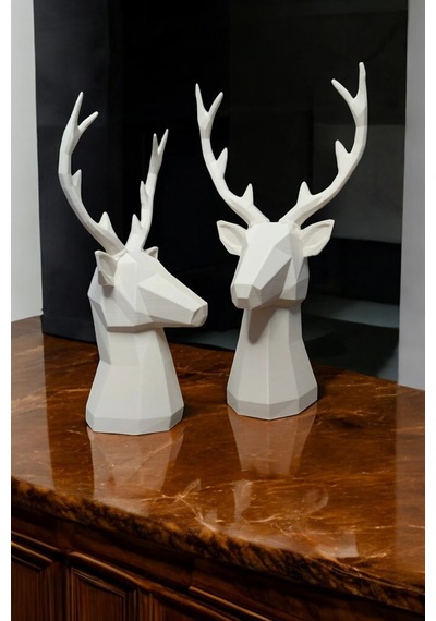 2'li Set Geyik Figürlü Modern Dekoratif Pinterest Biblo 22cm/19cm Dekoratif Geyik, Pinterest