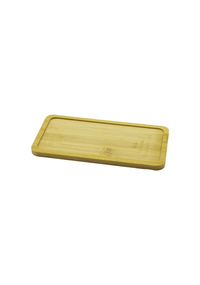 Lunaev Dikdörtgen Ahşap Bambu Yağdanlık Altlık Mini Tepsi 20x10x0.8 Cm Açık Beyaz