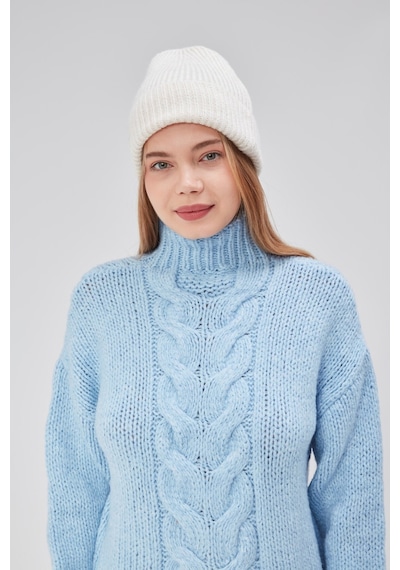 Derikem Basic Şık Standart Lüks Unisex Tiftik Bere Beyaz
