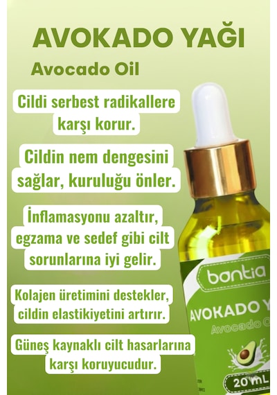 Avokado Yağı 20 Ml Soğuk Sıkım %100 Saf Cilt Ve Saç Bakım Yağı 20 ML
