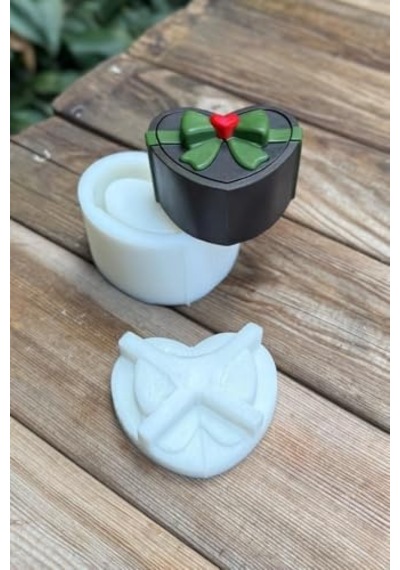 Kalp Paket Kapaklı Silikon Kap Kalıbı