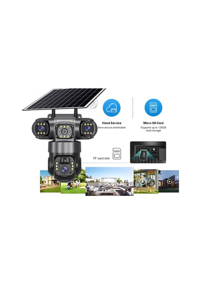 12 Mp 3 Kameralı Ultra Hd 4g Güneş Enerjili Solar 4g Simkartlı Akıllı Güvenlik Kamerası