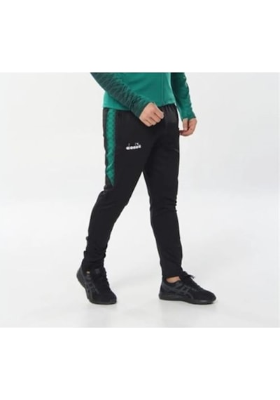 Diadora Ritim - Çocuk Likralı Siyah-yeşil Eşofman Altı Siyah