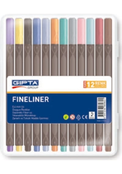Gıpta 0.4 Mm Fineliner Kalem Sert Plastik Kutu 12 Renk