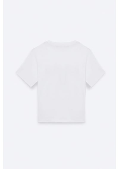 Grımelange LAZZIAR Kadın Oversize Bisiklet Yaka Beyaz T-Shirt