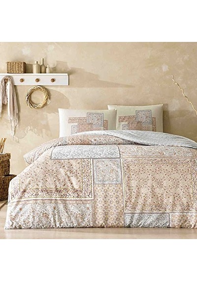 Kesmeli Tek Kişilik Yatak Örtüsü Takımı 160x220 Cm Su Yeşili Çok Renkli