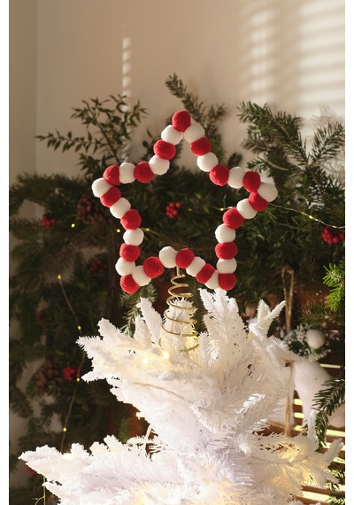 Karaca Home New Year Yılbaşı Yıldız Ağaç Başlığı Kırmızı Beyaz