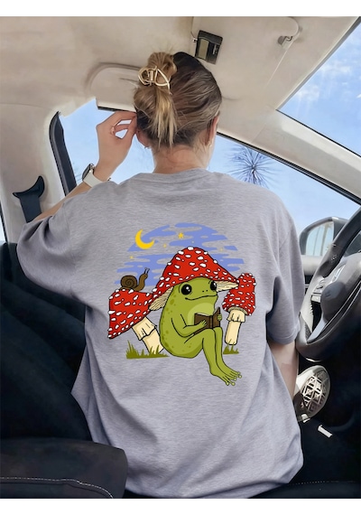 Noıssey Urban Pop Graphic Kadın Tişört Koleksiyonukod 5616 Gri