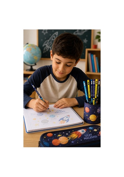 Uzay Macerası Kurşun Kalem 4 Adet Faber Castell Yuvarlak Gövdeli Siyah Kurşun Kalem Yumuşak Yazım Kolay Tutuş Kaliteli Okul Çok Renkli