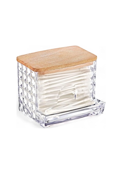 Diamond Ahşap Kapaklı 3'lü Organizer Set, Diamond Model Modern Pamukluk Düzenleyici Şık 3'lü Pa