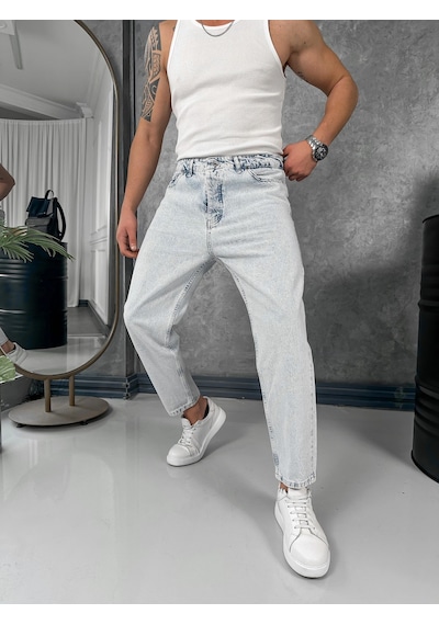Modefendi Boyfriend Kalıp Yüksek Kalite Kot Pantolon Buz Mavi