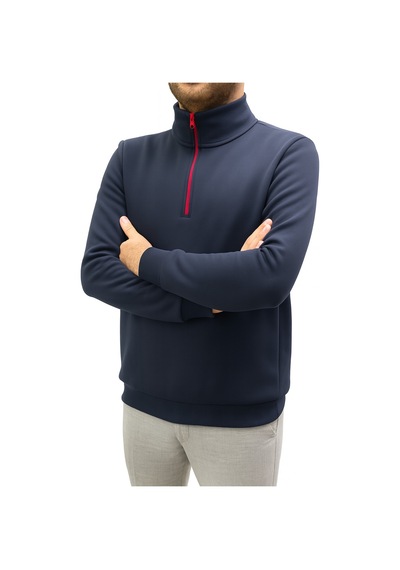 Bato Yaka Yarım Fermuarlı Sweatshirt İş Kıyafeti 10 Adet Özel İsim & Logo Baskılı / Nakışlı Lacivert