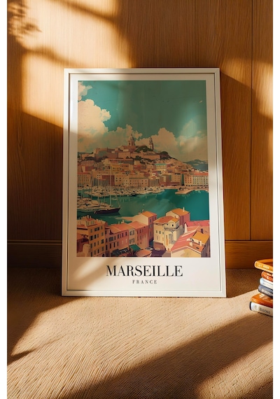 Marseille France Vintage Seyahat Posteri Çerçeveli Tablo - Premium Fransız Rivierası Duvar Dekoru Beyaz Marseille France Vintage Seyahat Posteri Çerçeveli Tablo - Premium Fransız Rivierası Duvar Dekoru Beyaz