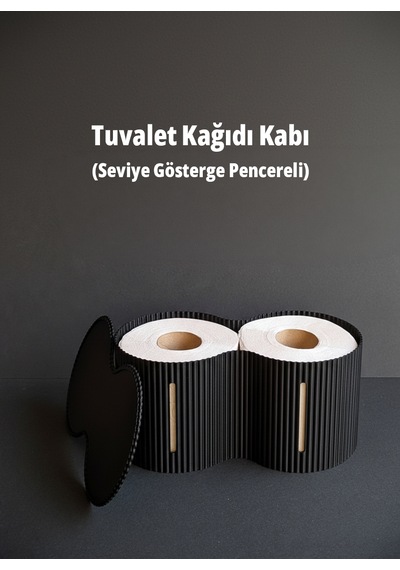 Dekoratif Tuvalet Kağıdı Kutusu 2 Li Rulo Kapasiteli Organizer -14x26x12 Cm Siyah