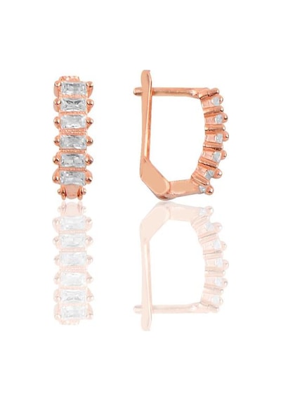 Gümüş Baget Taşlı Rose J Küpe Modeli Küpe N11.35743
